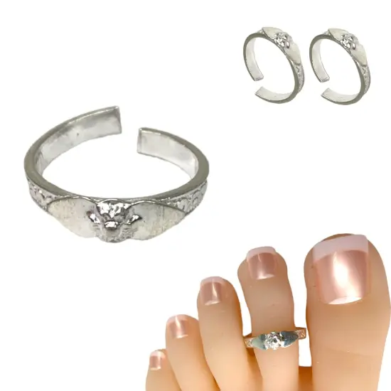 Adjustable Real Silver Toe Rings Pair Indian Bichiya Feet Accessories Tribal Toe Rings Summer Beach Jewelry Comfort Fit Toe Rings for Women {3}