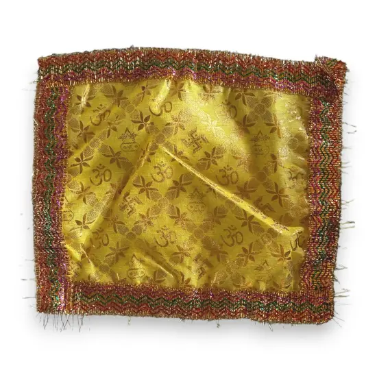 Cloth Pooja Mat Aasan Om Kalash Print Cloth for God Goddess Idol Puja Asan Mandir Temple Home Decor Base Chowki Asana Indian Festival Diwali Decoration Housewarming Gift Mata Ki Chunri {4}