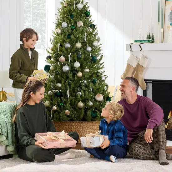 Unlit Nordic Fir Christmas Tree, Full Artificial Hinged Holiday Tree with 6,800 Realistic Branch Tips and Sturdy Metal Base {4}