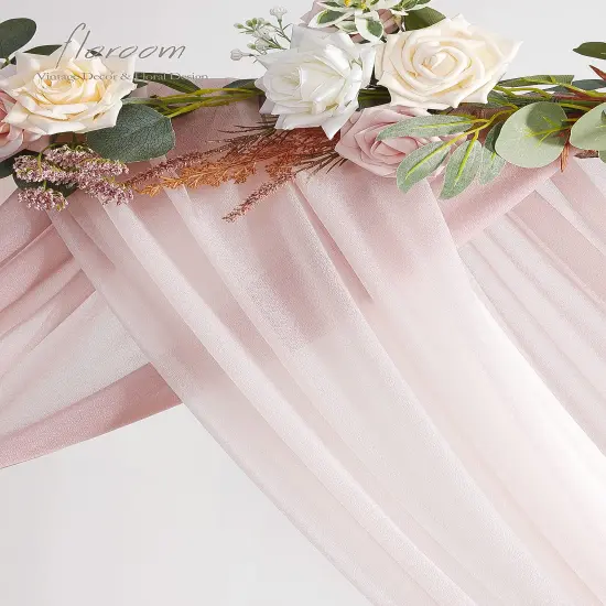 Wedding Arch Draping Fabric 3 Panels 20Ft Chiffon Fabric Drapes Arbor Drapery Wedding Ceremony Reception Swag Decorations (Dusty Rose +Blush +White) {6}