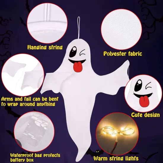 2PCS - Halloween Ghost Lighted Hanging Decoration {4}