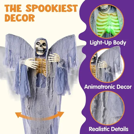 63" Halloween Animatronics Grim Reaper (Sound-Actived) {2}