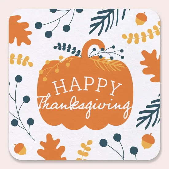 Big Dot of Happiness 25 Ct Happy Thanksgiving Drink Coasters, 4-Inch Disposable Square Paper Coasters for Fall Harvest Party Decoration {1}
