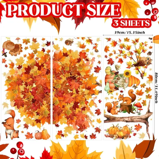 3 Sheets Thanksgiving Wall Decals {2}