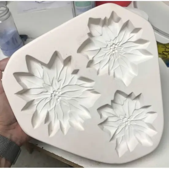 9.5" x 8.5" x 1.5" Poinsettia Ornaments Glass Fusing Kiln Mold {3}