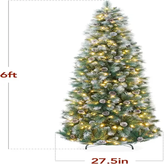 Frosted Pencil Christmas Tree Slim Pre Lit Scotch Pine with White & Multicolor LED Lights {2}