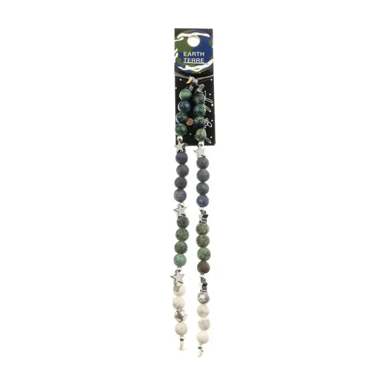 John Bead 6mm Solar System Universe Galaxy 5" Bead Strand Earth {1}