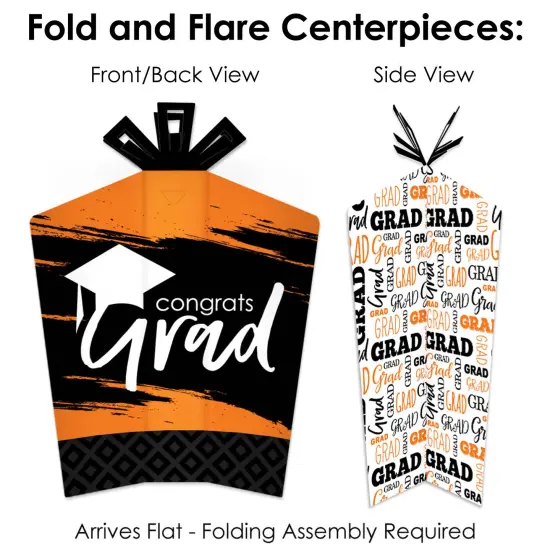 Big Dot of Happiness Orange Grad - Best is Yet to Come - 2025 Orange Graduation Party Decor and Confetti - Terrific Table Centerpiece Kit - Set of 30 {6}