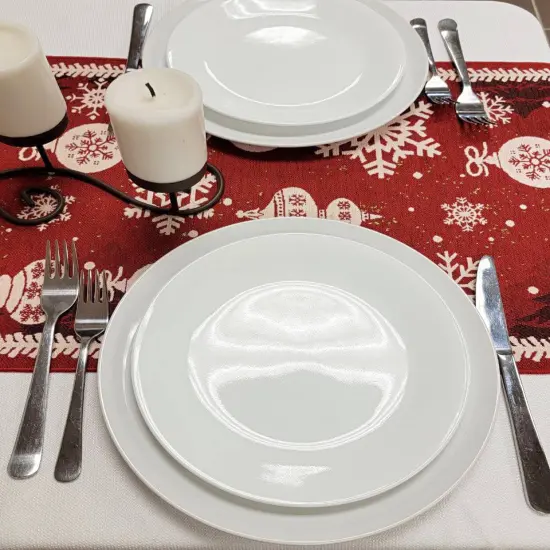 Red Christmas Ornaments Table Runner {2}