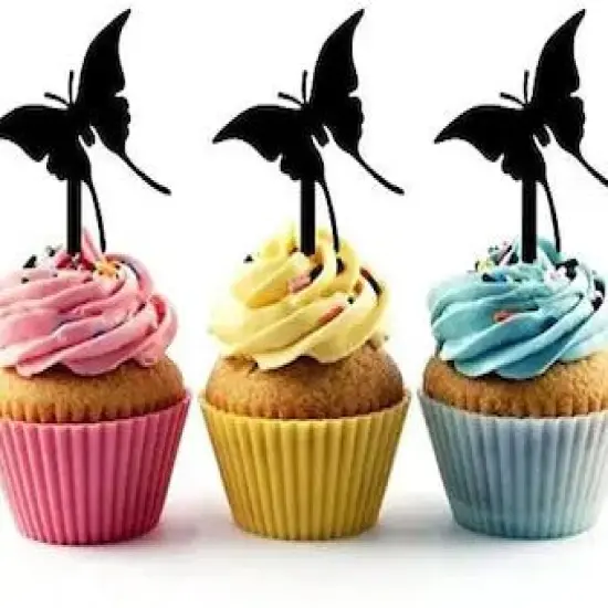 Swallowtail Butterfly Silhouette Acrylic Cupcake Toppers 12 pcs {1}