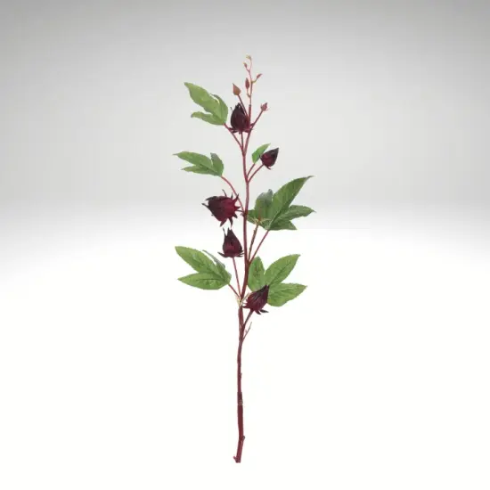 32" Artificial Burgundy Roselle Spray | Faux Floral Stem for Arrangements {2}