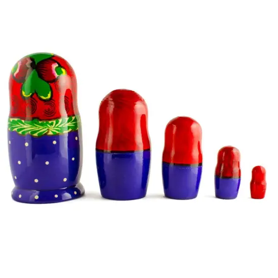 Set of 5 Traditional in Red Scarf Nesting Dolls6 Inches {3}