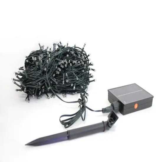 Perfect Holiday 400 LED Solar String Lights Flashing Mode Green Wire - Long Hours - Warm White {4}