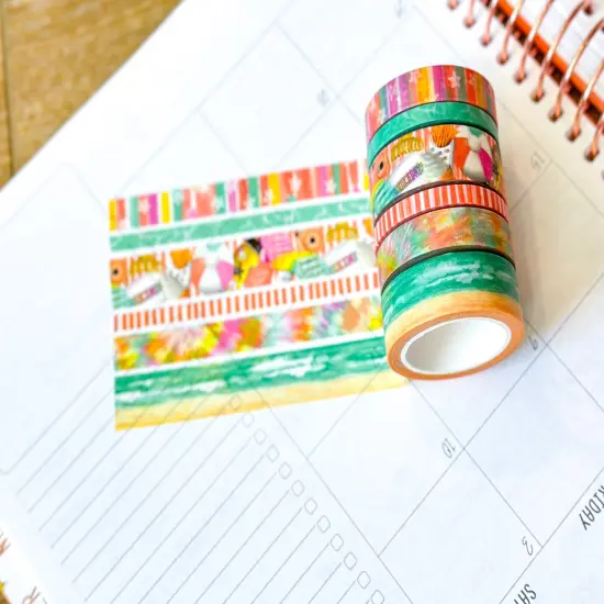 Beach Ocean Bright Colors Summer Stars Tye Dye Washi Tape Set August 2024 - W114 {3}