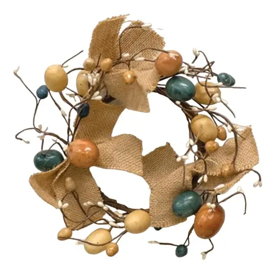 Spring Eggs and Pips Candle Ring Burlap Accent 3.5&rdquo; Inner Diameter {1}