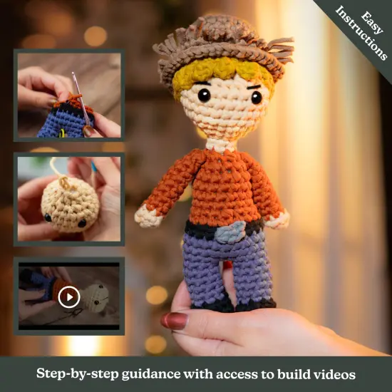 Hearth & Harbor Amigurumi Crochet Kit for Beginners Dixon the Farmer {3}