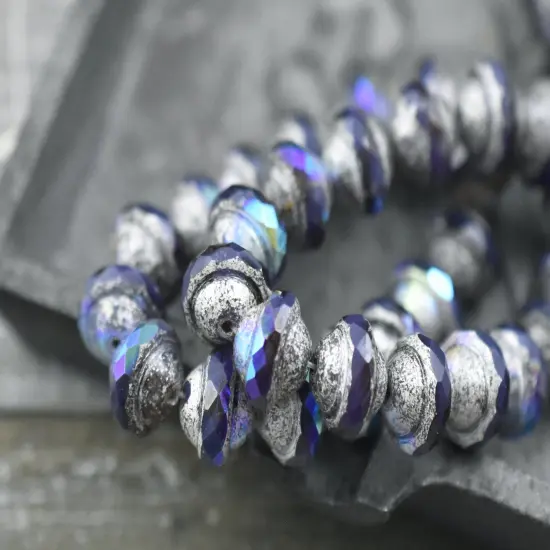 White Silver Washed Matte Violet Purple AB Saturn Beads - Choose Your Size {6}