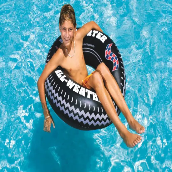 Swim Central Inflatable Wild Water Monster Tire Inner Tube - 36" - Black and White {4}