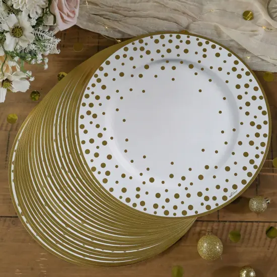 Kate Aspen 13&rdquo; Classic Gold Foil Dot Placemat (set of 24) {4}