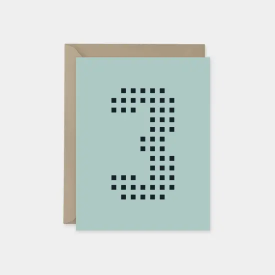 Age 3 Dotted Number Square Birthday Card {1}