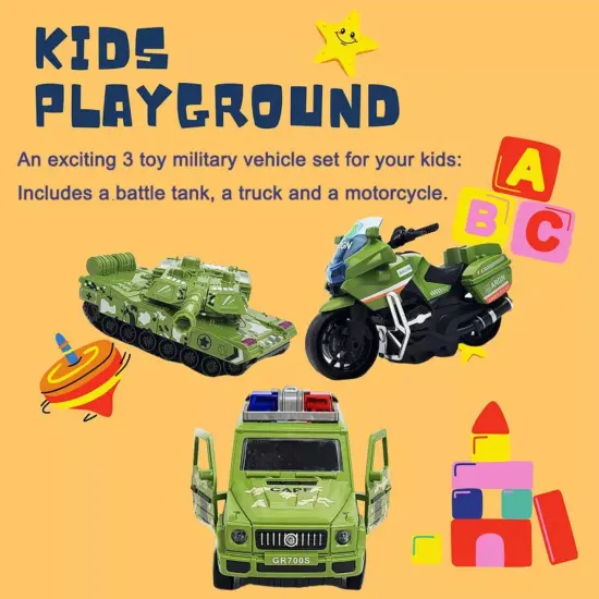 Kitcheniva 3 Pcs Kids Friction Powered Military Vehicles Toy Set Gift {4}