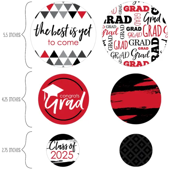 Big Dot of Happiness 2025 Red Graduation Party Giant Circle Confetti - Party Decorations - Large Confetti 27 Count {3}