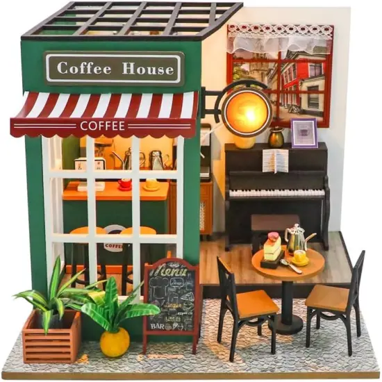 Miniature Wizardi Roombox Kit - Coffee Shop Dollhouse Kit {2}