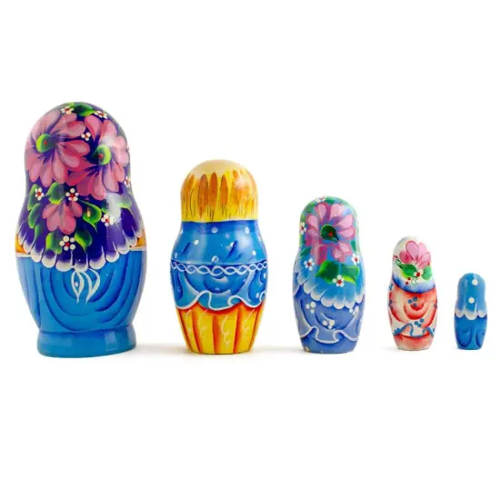 Set of 5 Newborn Baby Wooden Nesting Dolls Matryoshka 6.5 Inches {3}