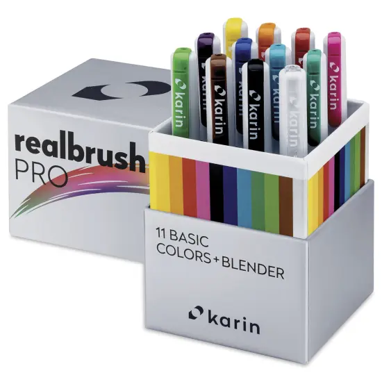 Karin Realbrush Pro Markers - Basic Colors and Blender, Set of 12 {1}