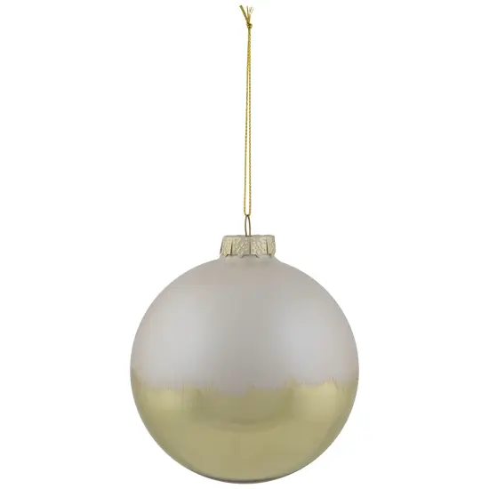 Northlight 3.5" Brushed White and Gold Glass Ball Christmas Ornament {3}