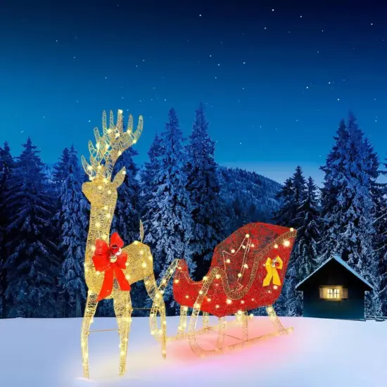 Kitcheniva Golden Elk Deer Sled Outdoor Christmas Decor {3}