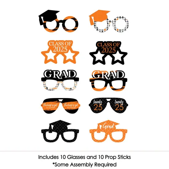Big Dot of Happiness 2025 Orange Graduation Glasses - Paper Card Stock Party Photo Booth Props Kit - 10 Count {4}