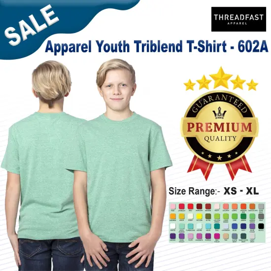 Threadfast&reg; Apparel Youth Triblend T-Shirt GREEN TRIBLEND {2}