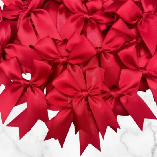 12 Ct Dark Red Bows Satin Ribbon {6}