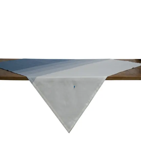 Sullivan Accent Blue & White Stripe Ombre Cotton Table Topper 54" x 54" {1}