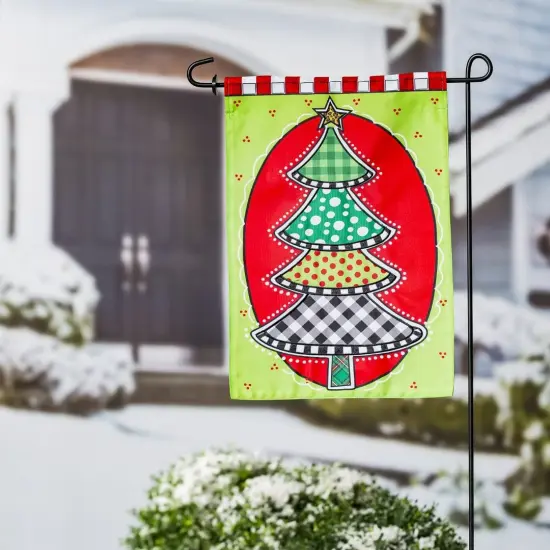Check and Dots Christmas Tree Garden Flag 2 Sided {2}