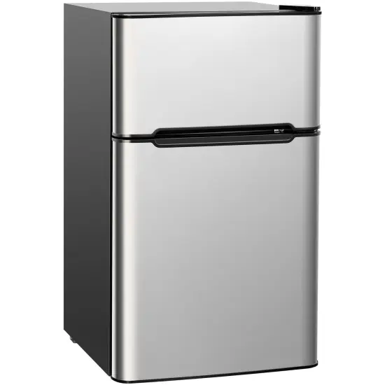 Compact Stainless Steel Refrigerator Black {8}