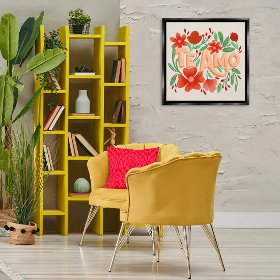 Stupell Industries Te Amo con Flores Rojas Framed Floater Canvas Wall Art Black Floater Frame {2}