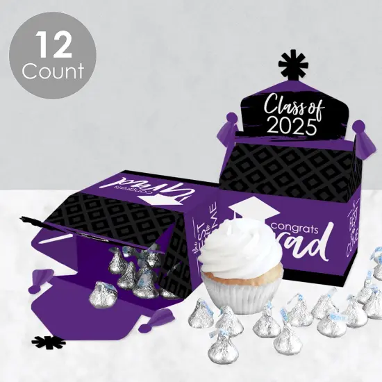 Big Dot of Happiness Purple Grad - Best is Yet to Come - Treat Box Party Favors - 2025 Purple Graduation Party Goodie Gable Boxes - Set of 12 {4}