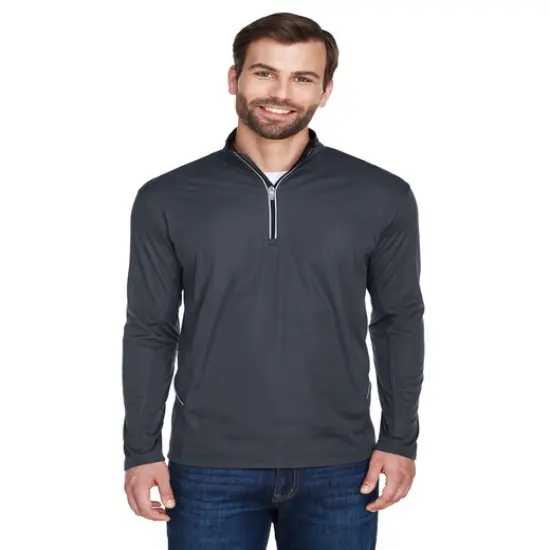 UltraClub® Men's Cool & Dry Sport Quarter-Zip Pullover CHARCOAL {4}