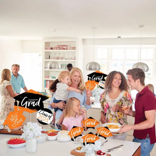 Big Dot of Happiness 2025 Orange Graduation Party Centerpiece Sticks - Showstopper Table Toppers - 35 Pieces {6}
