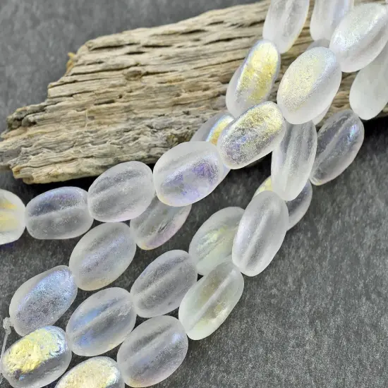 *8* 10x15mm Etched Crystal AB Twisted Rectangle Beads {4}