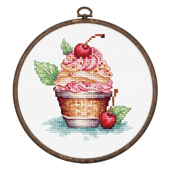 Luca-S Cherry Ice Cream Counted Cross-Stitch Kit Multi {1}