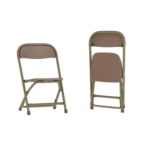 Emma and Oliver 2 Pack Kids Plastic Folding Chair Daycare Home School Furniture Brown {2}