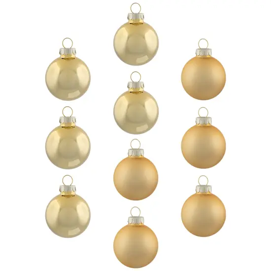 Northlight 10ct Shiny and Matte Champagne Gold Glass Ball Christmas Ornaments 1.75" (45mm) {3}