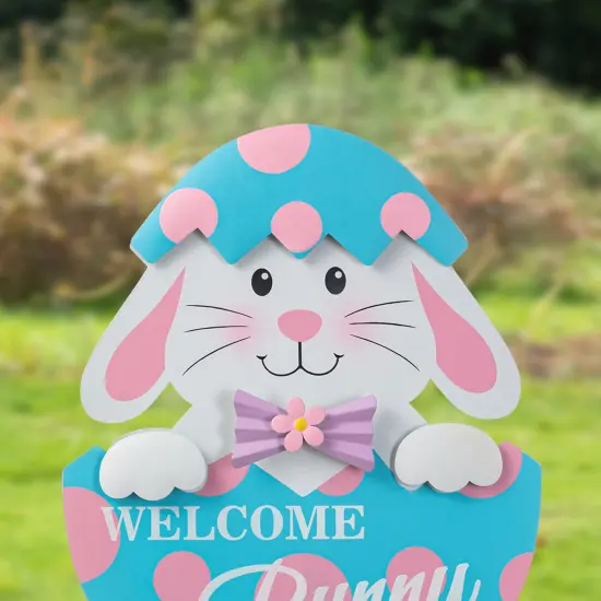 Set of 2 24"H Easter Metal Chick Egg Yard Stakes Chick & Bunny {5}