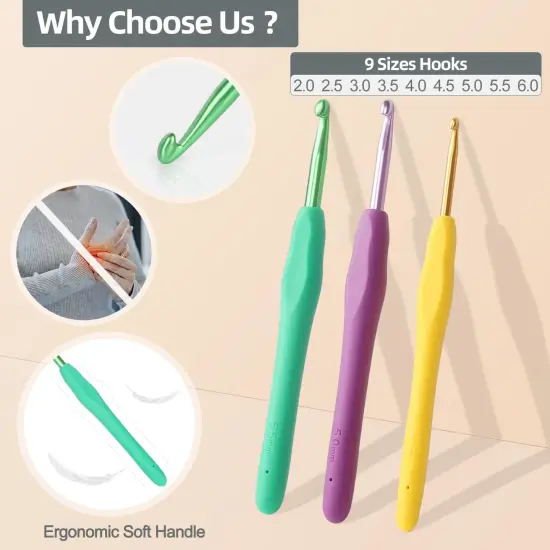 Beginner Yarn for Crocheting and Knitting-Crochet Yarn Kit for Beginners-Includes 382 Yards Cotton Yarn Balls, Hooks, Accessories, Tutorials, Ideal Starter Kit for Kids Adults Professionals {3}