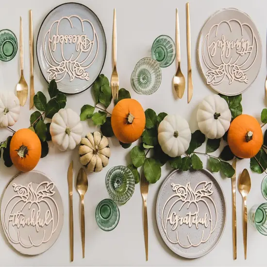 24Pcs Thanksgiving Cutout Wood Sign Wooden Plate Decor {5}