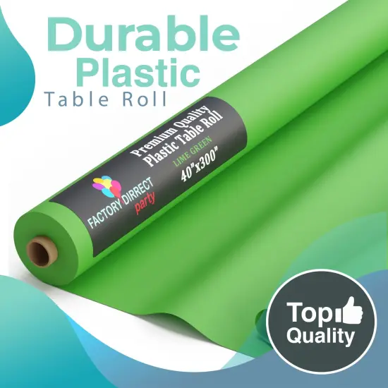 Exquisite Plastic Table Cover Roll &ndash; 40" x 300' Disposable Tablecloth Roll &ndash; Premium Thick 0.5 MIL Plastic Banquet Roll &ndash; Party Table Cover Roll for Events & Catering Lime Green {4}