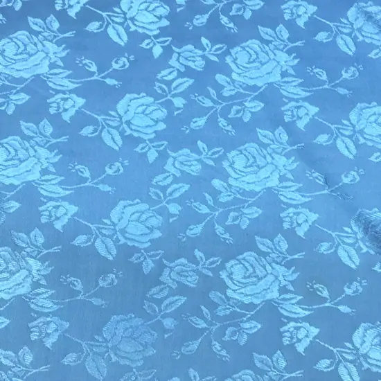 1 Yard Turquoise Jacquard Satin Fabric Reversible Material for Tablecloth Drapery Crafts 58/60 Inches Width {3}